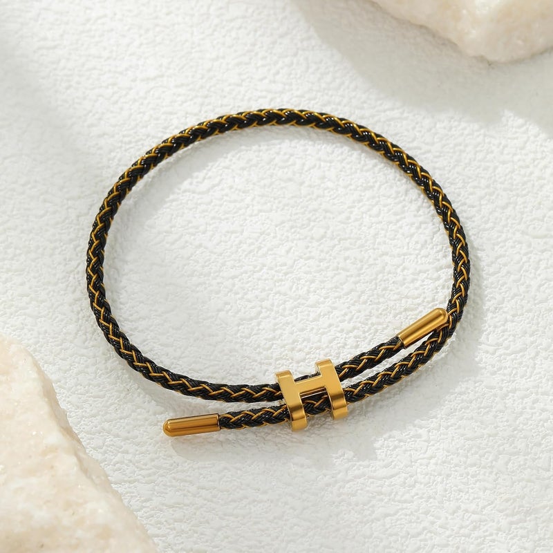 AIMADE Store Bracelets for Women Adjustable Charm Bracelet, 18k Gold-plated Buckle Design Titanium Steel Wire Rope Women's Gift Jewelry - Image 5